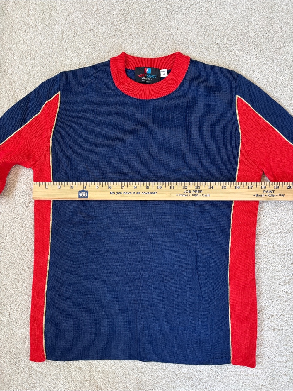 Vintage 70’s White Stag Action Sports Wool Blue Red Ski Sweater Women’s Medium - Picture 6 of 10